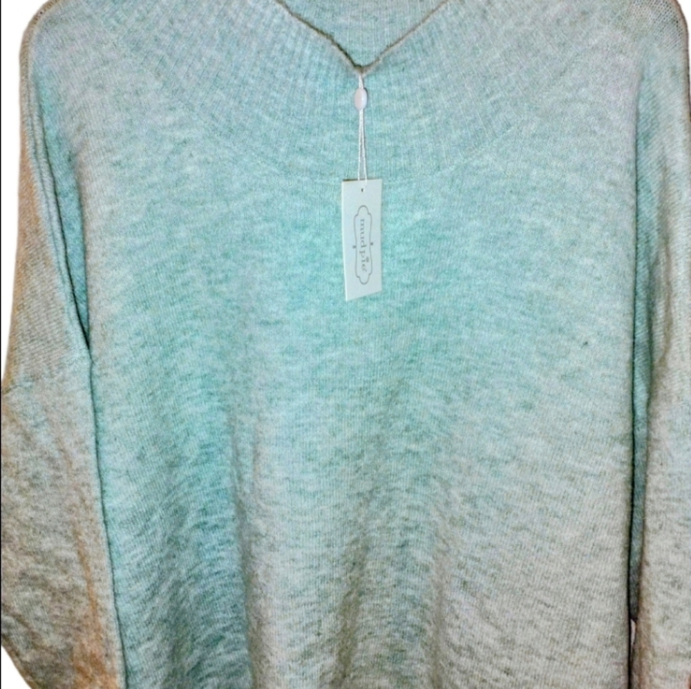 Mud Pie Grey/Green Oversized Plus Sweater New With Tag One Size - Picture 3 of 8